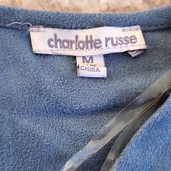 EUC faux suede Charlotte Russe women's green cutout lace waist mini dress, M - Picture 5 of 7